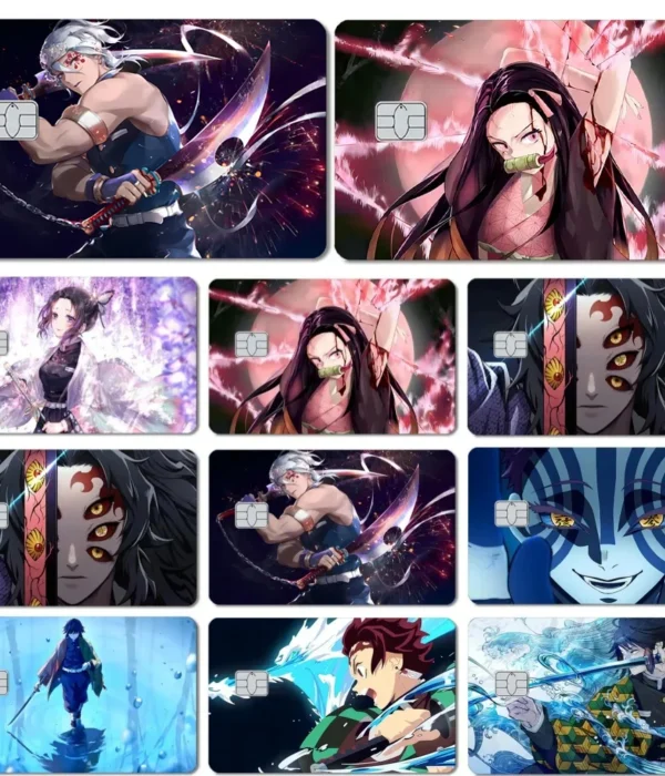 Anime Demon Salyer 2.5D HD PVC Sticker Kamado Tanjirou Credit Debit Card Cool Decoration Waterproof Scratch Resistant Stickers
