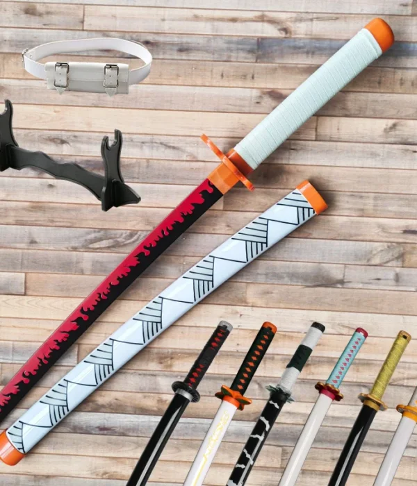 Anime Bamboo Katana Kimetsu no Yaiba Cosplay Weapon Demon Slayer Sword Zenitsu Kyoujurou Tanjiro Swords