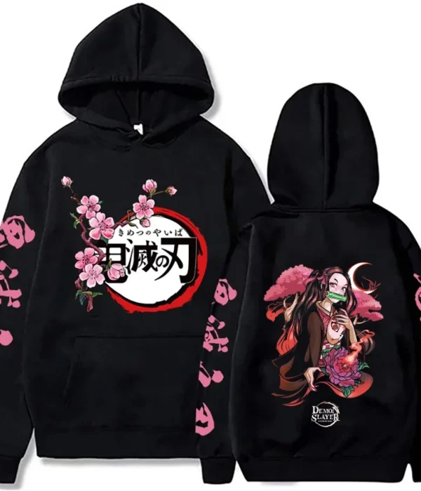 2025 Harajuku Demon Slayer Plus Size Hoodie Kamado Nezuko Graphic Print Women Sweatshirts Long Sleeve Fashion Female Streetwear