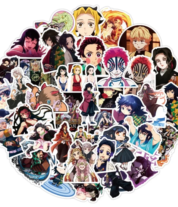 50/100pcs New Demon Slayer Stickers Kimetsu No Yaiba Yuukaku-hen Cool Graffiti Anime Vinyl Decal for Laptop Car Waterproof